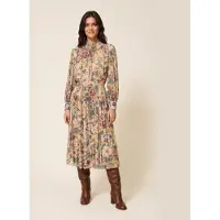 Twinset für Damen. 262TT2610 Langes Kleid aus mehrfarbigem Blumen-Crêpe (40), Lässig, Viskose, Langarm