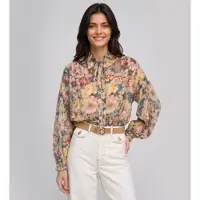 Twinset für Damen. 262TT2611 Mehrfarbiges Blumen-Crêpe-Hemd (42), Lässig, Viskose, Langarm