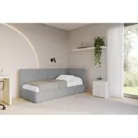ALTDECOR Jugendbett mit Bettkasten TULY - 80x200 - Grau - Monolith 84 - Bett mit Matratze - Links angeordnet - Einzelbett mit Stauraum - Polsterbett Kinderbett