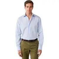 Hackett für Herren. HM3010851 City Awning Stripe Hemd hellblau (L), Lässig, Baumwolle, Klassisch, Langarm