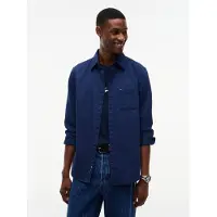 Tommy Hilfiger Flanellhemd TOMMY JEANS "TJM REGULAR FLANNEL", Herren, Gr. S (46), N-Gr, blau (basic navy), Web, Obermaterial: 100% Baumwolle, meliert, regular fit normal, Manschette, Hemden Flanellhemd