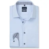 Olymp Langarmhemd "Luxor", Herren, Gr. 40, N-Gr, blau (bleu), Web, Obermaterial: 100% Baumwolle, modern fit normal, 2-Knopf-Manschette, Hemden Langarmhemd, Businesshemd, New-Kentkragen, Modern Fit
