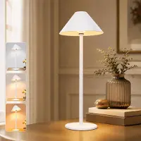 Lapamax LED Tischlampe Akku 4000mAh, Kabellose Tischleuchte, 360° Magnetisch Schwenkbar, 3 Lichtfarben, Stufenlos Dimmbar Nachttischlampe, Weiß