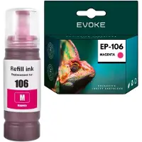 Evoke kompatible Tinte für Epson 106 C13T00R340 Magenta 70 ml 5000 Seiten EcoTank L7160 L7180 ET-7700 ET-7750