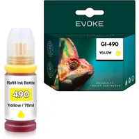 Evoke Cartus Canon-Druckertinte GI490Y gelb, 70 ml, 7.000 Seiten, GI-490Y, kompatibel mit Pixma G1400, G1411, G2400, G2411, G3400, G3411