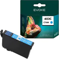 Evoke kompatible Tinte für Epson 603XL 603 XL C13T03A24010 Cyan 12 ml 1050 Seiten Expression Home XP-2100 2105 2150 2155 3100 3150 3155 4100 4105; WorkForce WF-2810DWF 2830DWF 2835DWF 2850DWF
