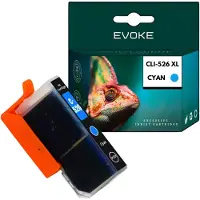 Evoke kompatible Tinte für Canon CLI-526C CLI526C 4541B001 Cyan 10,5 ml 580 Seiten PIXMA iP4850 iP4950 MG5150 MG5350 MG5250