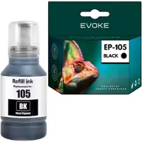 Evoke kompatible Tinte für Epson 105 C13T00Q140 Schwarz 130 ml 7420 Seiten EcoTank L7160 L7180 ET-7700 ET-7750
