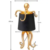Kare Tischleuchte Octopus, gold, Textil, Höhe 47 cm