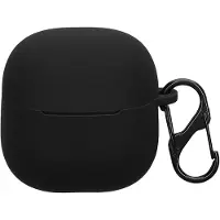 Kwmobile Schutzhülle für Xiaomi Redmi Buds 6 Lite Hülle - TPU Silikon Case für Kopfhörer Ladecase - stoßfestes Cover mit Karabiner - Schwarz