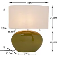 Kare Tischleuchte Beo, grün, Baumwolle, Höhe 50 cm E27