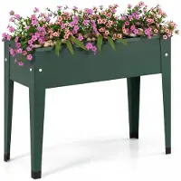 Costway Hochbeet Metall, erhöhtes Gartenbeet bis 20 kg, 60 x 27 x 45 cm, Pflanzgefäß mit Drainagelöchern, Kräuterbeet für Balkon, Garten & Terrasse