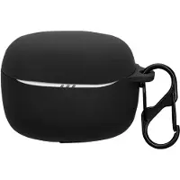 Kwmobile Schutzhülle für JBL Tune Beam 2 Hülle - TPU Silikon Case für Kopfhörer Ladecase - stoßfestes Cover mit Karabiner - Schwarz