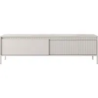Domo SENSO TV-Lowboard geriffelte MDF-Fronten, Push-to-Open, Beige, Metallbeine, 188x40x54 cm