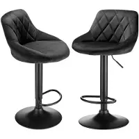StarTech.com Barhocker 2er Set - Drehbarer Küchenhocker - Höhenverstellbar 85–105 cm - Extra hohe Sitzhöhe - Gepolsterter Samtsitz - Metallgestell - Schwarz
