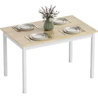 Youjia Esstisch, 120 x 75 cm Küchentisch mit Landhaus-Stil für 4 Personen, Holztisch für Wohnzimmer, Esszimmer, Natur