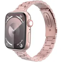 MoKo Schmales Metall Armband Kompatibel mit Apple Watch SE3/2/1,S11/10/9/8 – Größe 38/40/41/42mm(Series10 11), Rosa
