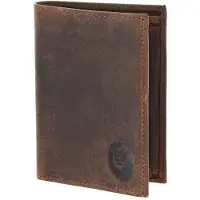 OXMOX Leder Geldbörse Leather RFID Protect Kombibörse Freedom Lion Embossed Vintage Dark Brown dunkelbraun