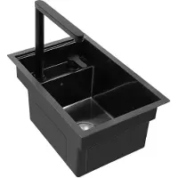 StarTech.com Küchenspüle für Bar - Einbau-Spüle Lift-Design - Einzelnes rechteckiges Becken - Edelstahl - Nano-Beschichtung - Mit Wasserhahn