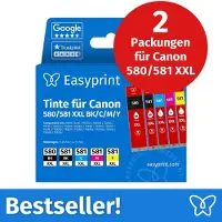 Easyprint Tintenpatronen für Canon 580/581 XXL, Multipack (BK/BK/C/M/Y), 2 Stück
