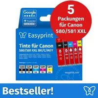 Easyprint Tintenpatronen für Canon 580/581 XXL, Multipack (BK/BK/C/M/Y), 5 Stück