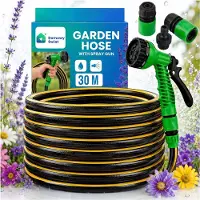 Home Markt24 Garten-Gummischlauch – robustes, strapazierfähiges Set mit Spritzpistole und Zubehör, 30 m