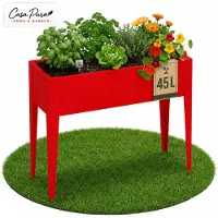 Floordirekt Metall Hochbeet Timo 100x30x80 cm mit Standfüßen für Balkon Terrasse Garten – Rot