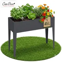 Floordirekt Metall Hochbeet Timo 100x30x80 cm mit Standfüßen für Balkon Terrasse Garten – Anthrazit
