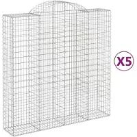 vidaXL Gabionen mit Hochbogen 5 Stk. 200x50x200/220cm Verzinktes Eisen