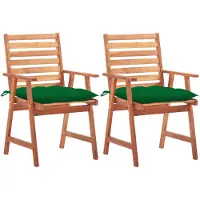 vidaXL Garten-Essstühle 2 Stk. mit Kissen Massivholz Akazie