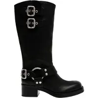 Steve madden - "Eastern" Motorrad-Stiefel für Damen, Leder, mit Schnalle GT53954 (36 EU) (Schwarz)