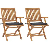 vidaXL Klappstühle 2 Stk. mit Anthrazit Kissen Massivholz Teak