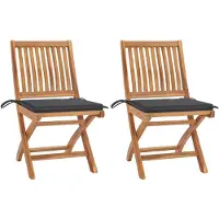 vidaXL Klappstühle 2 Stk. mit Anthrazit Kissen Massivholz Teak