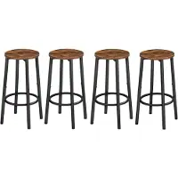 HOOBRO Barhocker 4er-Set Metallrahmen Rustikales Braun Schwarz 64cm Höhe