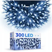 Home Markt24 Weihnachtsbaumlichter 300 Led, Kaltweiss, Mit Steuergerät Und 8 Lichtvarianten