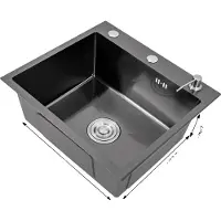 OEM Küchenspüle, Edelstahl, Geräuschreduzierendes Design, schwarz