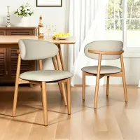 MODFU 2er Set Esszimmerstühle, Moderne Polsterstühle mit Eichenholzbeinen und gepolsterter Rückenlehne,Küchenstühle aus Holz für Esszimmer, Büro und Wohnzimmer