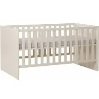 Arthur berndt Babybett Essentials Premium 70x140 cm – Umbaubett zum Juniorbett, 4-fach höhenverstellbar, Schlupfsprossen, Weiß