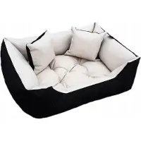 WBM Sewing Hundebett mit Kissen 100x75 cm Beige-Schwarz
