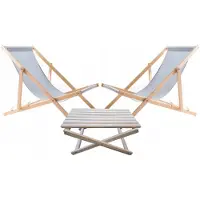 Woodok Liegestuhl mit Couchtisch – 2-teiliges Gartenmöbel-Set aus Holz, grau – Klappbarer Relaxstuhl & Beistelltisch – Wetterfest, für Balkon, Terrasse