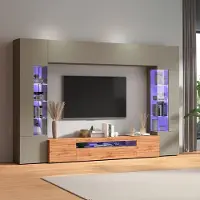 Web Furniture Moderne Wohnwand für Wohnzimmer mit TV-Halterung und 2 Vitrinen Egypt TW
