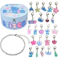 Cerdá Get Trend Disney Stitch Adventskalender 2025 für Kinder, 24-Tage Schmuck DIY Charm Armband, Geschenke für Mädchen & Teenager, Blau
