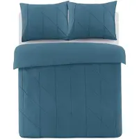 Padiro Bettwäsche-Set 2-teilig für 1 Person - 135 x 200 cm + 80 x 80 cm - Baumwollsatin - Petrol - Design mit Ziernähten