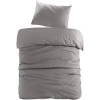 Padiro Bettwäsche-Set 2-teilig für 1 Person - 140 x 200 cm + 50 x 75 cm - Baumwolle - Anthrazit - Uni-Design mit Waffelstruktur