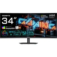 Gigabyte MO34WQC36 34" WQHD Curved Gaming-Monitor, 86,4 cm (34"), 3440 x 1440 Pixel, Wide Quad HD, QD-OLED, 0,03 ms, Schwarz