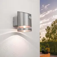 LEDVION Solar LED Wandleuchte Elara mit Sensor Warmweiß IP44 Edelstahl