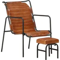 Syfax Relaxsessel mit Fußhocker Braun Echtleder