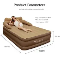 StarTech.com Aufblasbare Luftmatratze 2 Personen - Doppel Luftbett Camping Gästebett - Beflockte PVC-Oberfläche - 152x203x22 cm - Für Innen und Außen - Braun