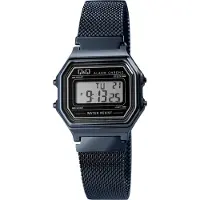 Q&Q Digitaluhr für Damen, Milanaisearmband, Edelstahl, 3 bar, blau