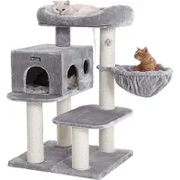 Markenlos Katzenbaum Kratzbaum - Katzenmöbel mit Hängematte und schönem Katzenhaus
